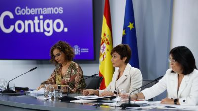 Rueda de prensa posterior a la reunión semanal del Consejo de ministros, este martes en Moncloa. / EFE.