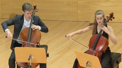 Músicos de la compañía durante el concierto de este domingo en el Auditorio de Zaragoza.