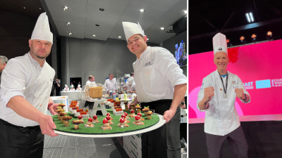 Ramón Lapuyade y Ariel Munguía, campeones nacionales de Gastronomía (izq) yToño Rodríguez, medalla de plata en el Campeonato Mundial de Cocina (dcha).