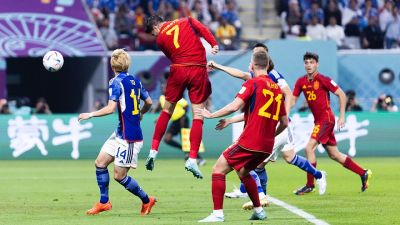 Morata remata a gol ante Japón. Foto: RFEF