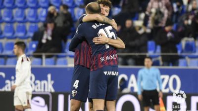 Imagen de un encuentro de la SD Huesca.
