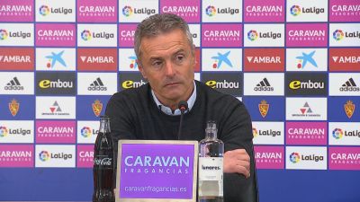 Fran Escribá en la rueda de prensa posterior al partido ante la SD Ponferradina