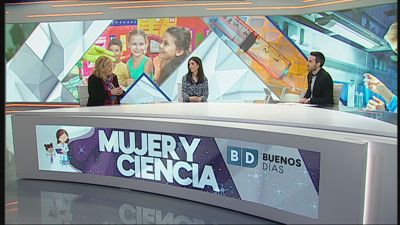 La bioquímica e investigadora Beatriz Herguedas y la vicerrectora de Política Científica de UNIZAR, Rosa Bolea, en el plató de Buenos Días Aragón.