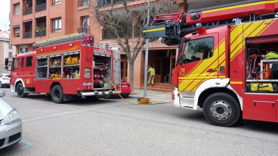 Momento de la intervención de los bomberos, este sábado. | Diputación de Huesca