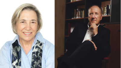 Mar Sánchez Bergua, gran maestra de la Gran Logia Femenina de España (GLFE), y Jesús Aznar, gran maestro de la Gran Logia de Aragón.