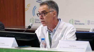 El director médico del Hospital Clínic de Barcelona, Antoni Castells, interviene durante una rueda de prensa para dar explicaciones sobre el ciberataque que sufrió el Hospital Clínic de Barcelona este 5 de marzo de 2023, en Barcelona./ Europa Press.