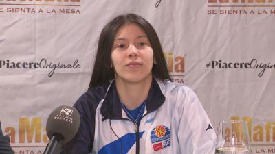 Nicol Armoa, durante la rueda de prensa. Foto: Aragón Deporte