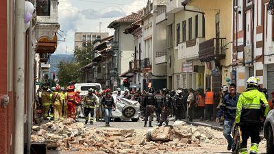 Daños ocasionados por el sismo de magnitud 6,5 en la escala de Richter en la ciudad de Cuenca (Ecuador) / EFE.