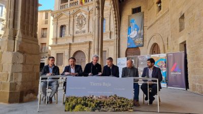 Presentación de rodaje, este lunes en Alcañiz. / CARTV
