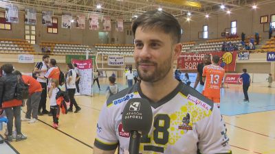 Aharon Gámiz, tras finalizar el encuentro en Soria este domingo.