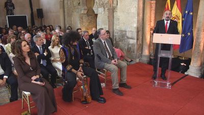 EL Presidente de Aragón, Javier Lambán, durante su discurso.