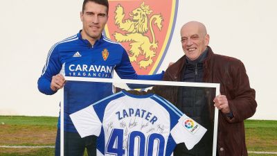 Alberto Zapater, tras su partido 400 con el Real Zaragoza esta temporada.