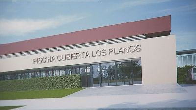 Fachada del antiguo proyecto de piscina cubierta de Teruel