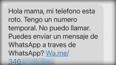Mensaje de texto que resulta ser una estafa.