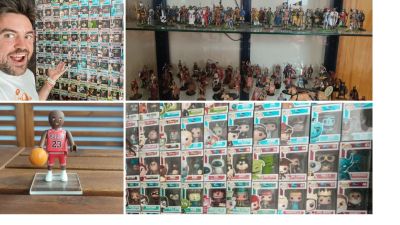 Colecciones de funkos, figuras de plomo y de Playmobil.