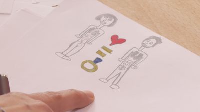 Un dibujo de un hombre y una mujer.