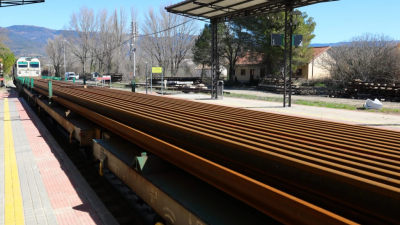 Imagen de las obras de renovación y mejora integral que se llearon a cabo en la línea ferroviaria entre Zaragoza y Canfranc. / Gobierno de Aragón