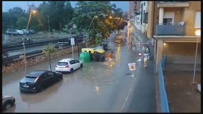 Inundaciones provocadas en Teruel por las lluvias del martes por la noche.