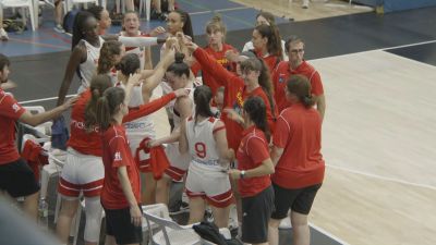 Las jugadoras de la Selección Española durante un tiempo muerto.