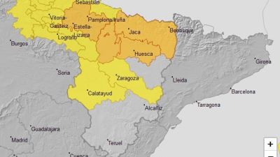 Mapa de avisos por tormenta de la Agencia Estatal de Meteorología para este viernes. / AEMET