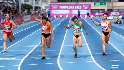 Elena Guiu (derecha), ha sido sexta en la prueba de 100 metros.
