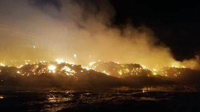 Incendio declarado en un secadero de cereales en Grañén. / DPH