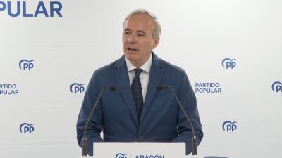 Jorge Azcón, líder del PP en Aragón, ha comparecido este martes ante los medios de comunicación.