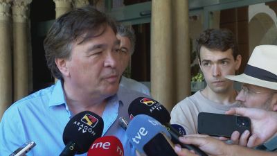 Tomás Guitarte, diputado de Aragón Teruel Existe, tras su reunión este jueves con Jorge Azcón.
