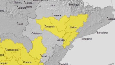 Aviso amarillo por temperaturas máximas en varias zonas de Aragón.