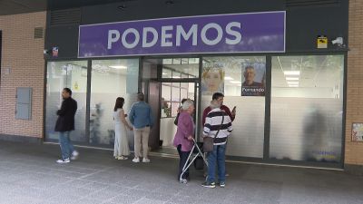 Imagen de la sede de Podemos Aragón, en la calle Valle de Zuriza. / Aragón TV