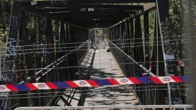 Pasarela sobre el Huerva en la que se está trabajando. / Fabian Simón (Ayuntamiento Zaragoza)