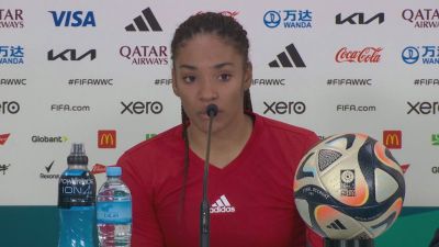 Salma Paralluelo en rueda de prensa.