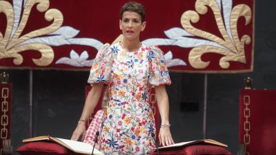 La presidenta de Navarra, María Chivite, este jueves en su tomad e posesión. /EDUARDO SANZ / EUROPA PRESS
