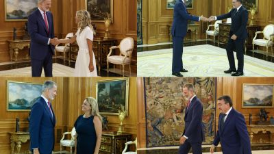 El rey Felipe VI durante la sesión de consultas junto a los líderes de varios partidos. / EFE