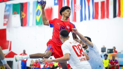 Samuel Cordies, en un partido con la selección cubana.