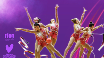 Inés Bergua, junto a su equipo. Foto: RFE Gimnasia