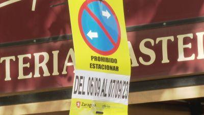 Señalización de prohibido aparcar con motivo de La Vuelta.