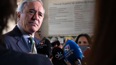 Jorge Azcón ha atendido a los medios antes del acto de inauguración del Año Judicial en Aragón. / Gobierno de Aragón
