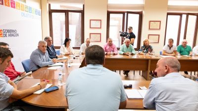 La reunión ha tenido lugar este martes en el Departamento de Agricultura del Gobierno de Aragón. / Fabián Simón.