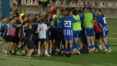 Los jugadores de la SD Ejea celebran su pase a los cuartos de final de la Copa Federación.