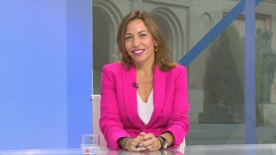 La alcaldesa de Zaragoza, Natalia Chueca, en la entrevista para el programa Buenos Días, en Aragón TV.