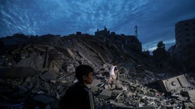 Restos de un edificio de Gaza tras el bombardeo israelí