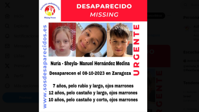 Los desaparecidos son Nuria, Sheyla y Manuel Hernández, de 7, 12 y 10 años, respectivamente. / X