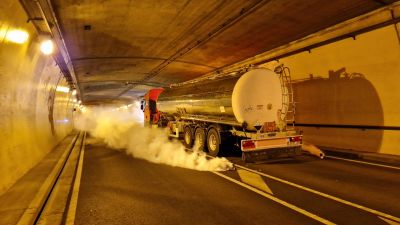 Foto del simulacro en el túnel de Somport. / Delegación del Gobierno