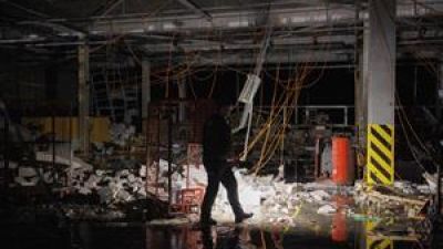 Lugar donde se produjo la explosión en Jarkiv.