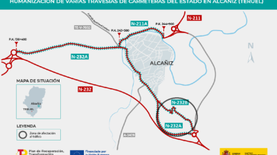 El tramo de la 232 que estará cortado al tráfico.