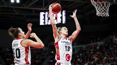 Leo Fiebich, en una imagen del encuentro disputado este martes. Foto: FIBA