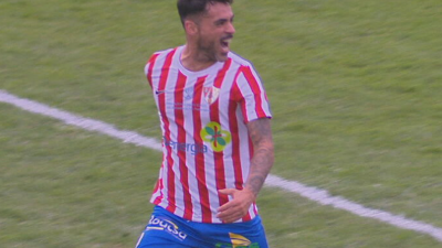 De Mesa celebra su gol ante la Ponferradina. Foto: Aragón Deporte