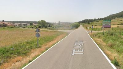 Entrada al municipio de Griegos (Teruel) desde la carretera TE-V-9032. / Google Maps