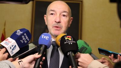 Fernando Beltrán, durante sus declaraciones ante los medios de comunicación. / Delegación del Gobierno en Aragón